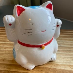 Japanese Ceramic Lucky Cat (Maneki Neko) Bank